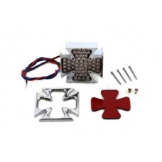 12 volt mini LED Maltese tail lamp chrome measures 2-1/2" square.