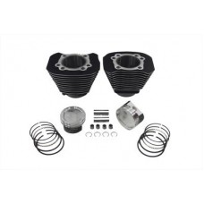 1200cc XL conversion cylinder and piston set includes 2 black finished with milled silver finish edged fin cylinders with fitted Wiseco 10:1 piston and ring set.