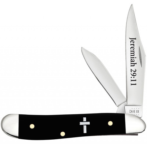 Case Embellished Smooth Black Synthetic Peanut Knife
