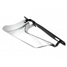 Lower belt guard features a chrome finish.