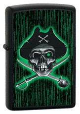 Zippo Lighter Black Matte Pirate, Zippo 24261
